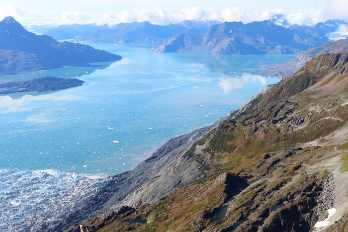 The slope above the retreating front of Columbia Glacier is actively deforming. If it failed, it could produce a dangerous tsunami.
