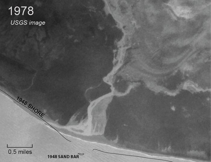 Fountain Stream is now much longer than it was in 1948, extending from far beyond the edge of this cropped image.