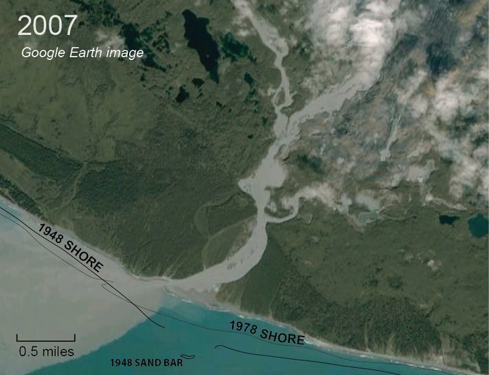 Sudden Stream drains a series of newly formed lakes at the edge of Malaspina Glacier.