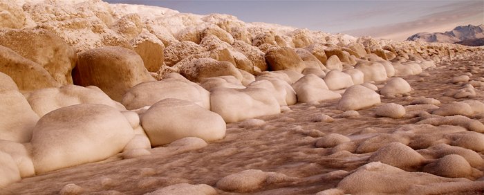 Frozen rip rap on the Homer Spit.