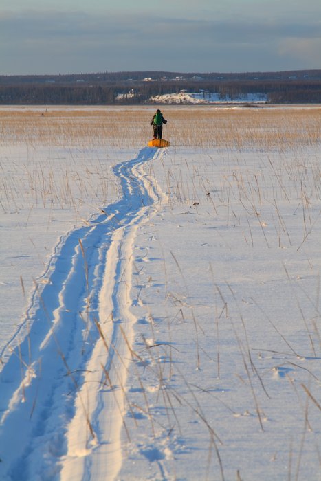 After our <a href="http://www.groundtruthtrekking.org/Journeys/WildCoast.html">failure to paddle Knik Arm</a>, we eventually skied across near the head.