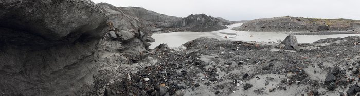The silt at the left edge of this photo is the morain material at the base of Malaspina Glacier, exposed here as it melts away.