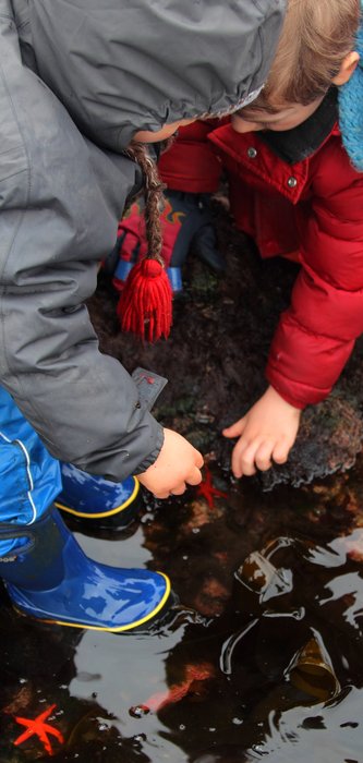 After collecting a bucket of creatures, releasing them back into a tidepool, as part of our 2012 Easter on the Beach celebration.