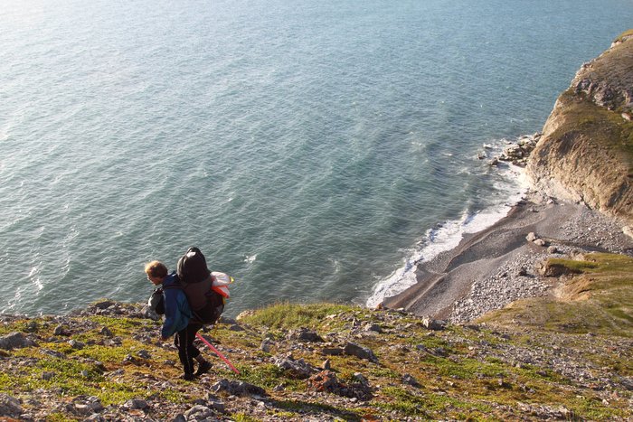 The Lisburne coast was often impassible due to cliffs dropping straight into the ocean, so we climbed over high headlands.