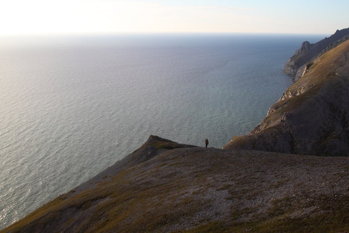 We were heavily loaded, so flat beach walks along the coast sounded appealing, but here following the coast meant a lot of up and down.