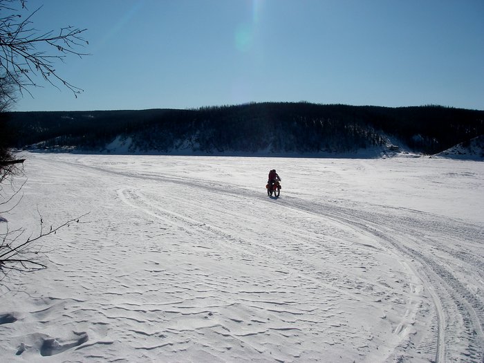 Pulling into Sleetmute in the spring of 2007. 