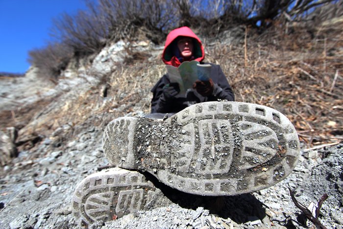 An iconic brand in Alaska, Extra Tuffs are durable rubber boots - not the sort of thing we usually trek in.  But with slow walking on wet beaches in cold weather, it's been pretty nice.