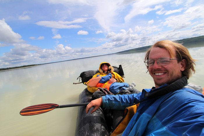 While paddling across Upper Beluga Lake near Mt. Spurr Erin took a nap.  I took the opportunity to snap this family portrait.