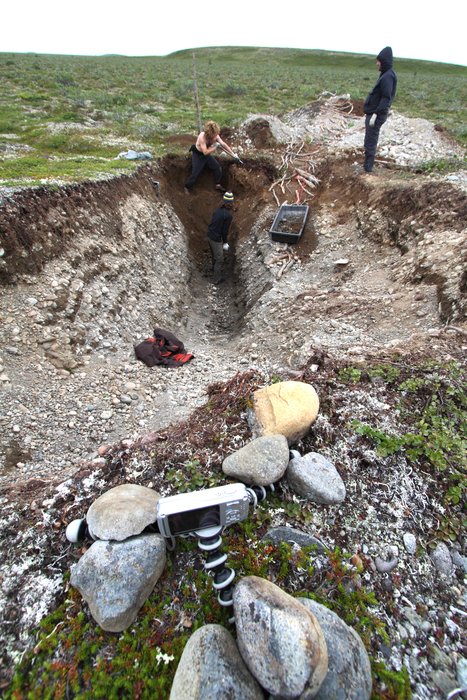 Photos taken while digging a large trench through a possible active fault near Lake Iliamna.