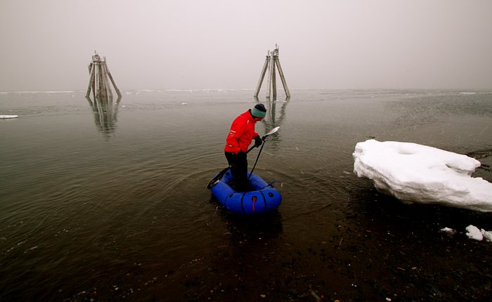 Hig launching into Kachemak bay.