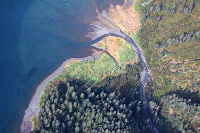 This may be where the trail ultimately reaches the water on the gulf side, at the head of Taylor Bay. Our initial plan was to go to the delta of the Taylor River, but this beach is better for boat or float-plane landings, so we may go for this one.