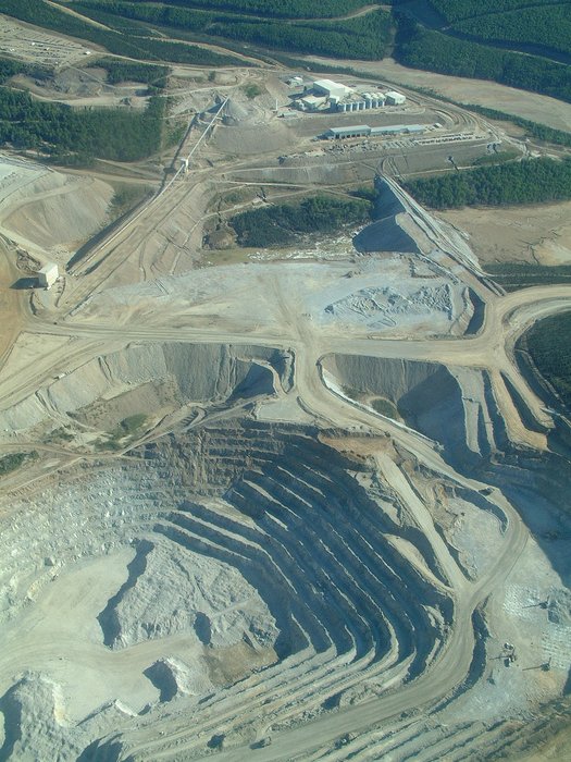 Mine pit, dump, and mill at Fort Knox Mine, AK