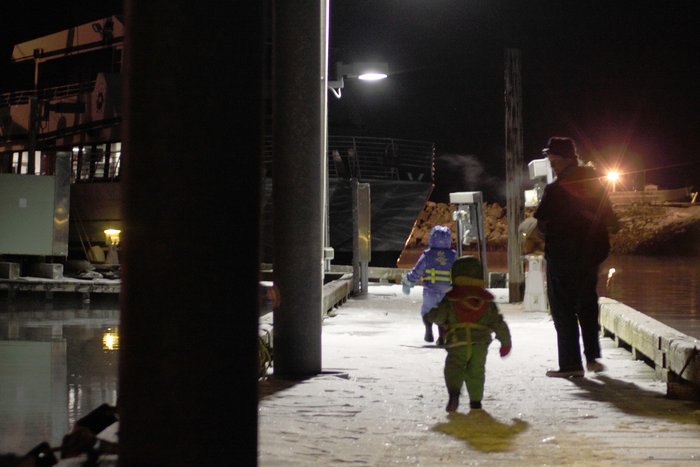 walking down the icy dock for our 4:30AM departure