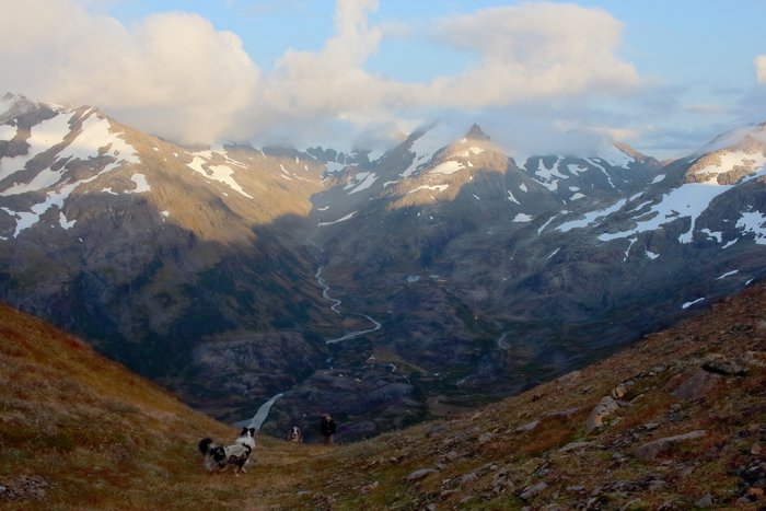 A pass through the mountains at about 3000 feet lies on one route for crossing the Kenai Peninsula.