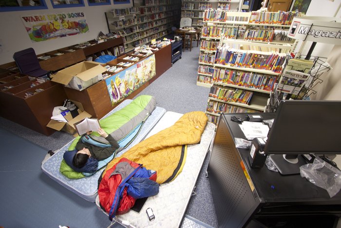 Our accommodations in the Igiugig School library