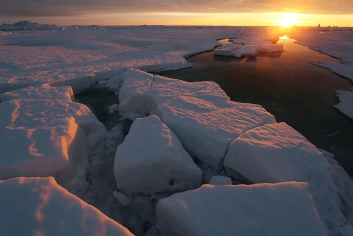 These blocks of ice sit atop deeper layers, shoved up here by wind and currents.