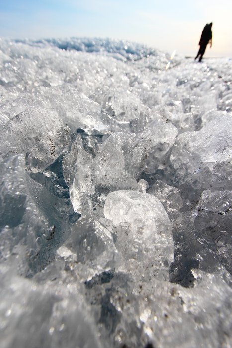 The glacier was flat, but so bumpy that our feet began to hurt.