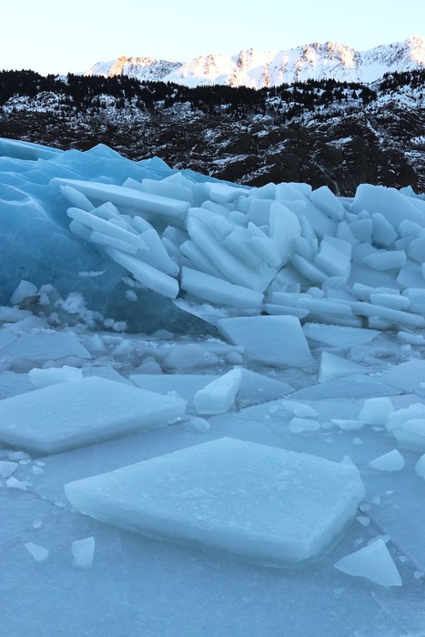 This iceberg plowed through thin ice after calving.