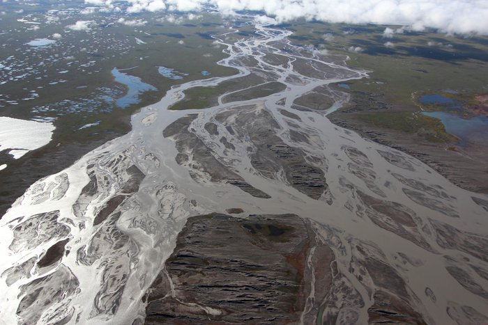 Bars in the delta have elongate dune ridges from E/W winds.