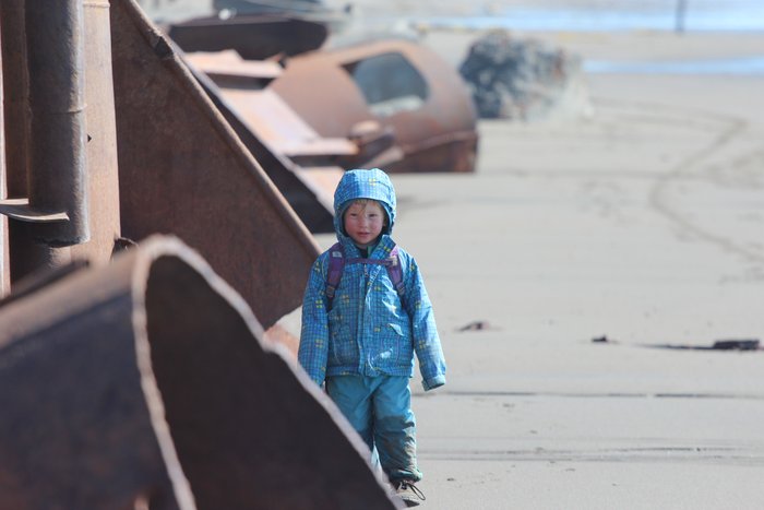 These huge chunks of metal were arranged along the beach for erosion control, mostly unsuccessfully.
