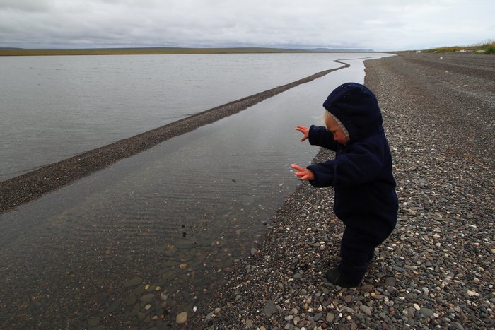 Throwing rocks in the lagoon - every toddler's favorite pasttime