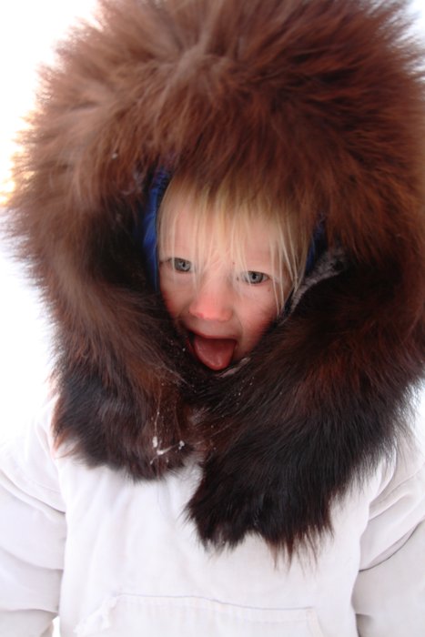 Katmai is testing our his whaling parka.