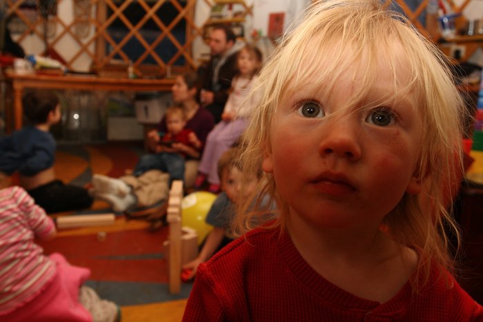 Sledding, snow play, and a lot of kids in a small yurt