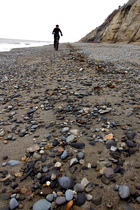 Bjorn and Kim rode the beach on their fatbikes to meet up with the family near Deep Creek.