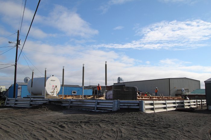 A low wall around Kivalina's new washeteria might protect it from storm flooding