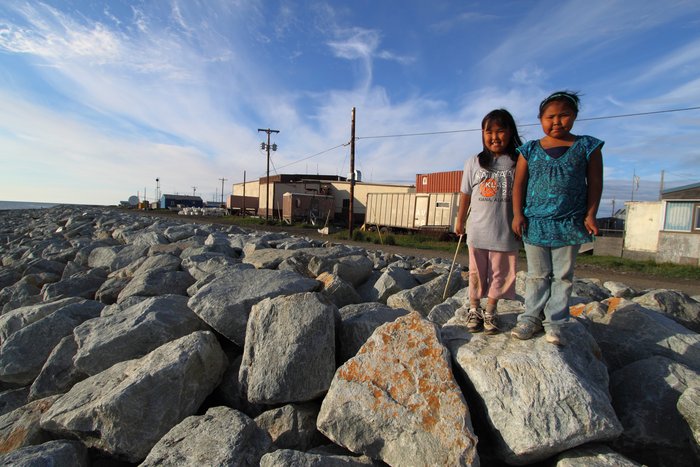 Fall storms hit this coast with less protection from sea ice, leading to rapid erosion.  