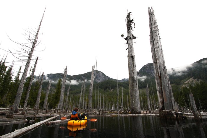 Exploring Cougar Lake on Princess Royal Island.