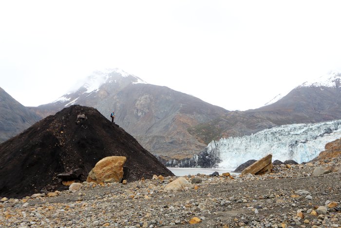 This black hill was moved here by a massive landslide.