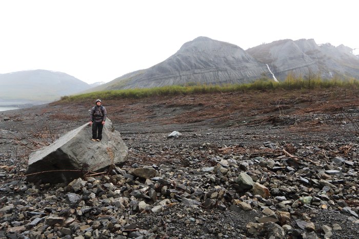 This large stone moved when this area was overrun by a 150 foot tsunami.