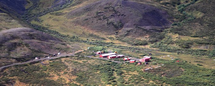 Aerial photo of the camp at the Lik Prospect