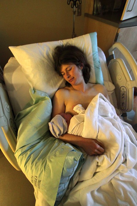 Labor was exhausting an long, but eventually Lituya could relax at Erin's breast.