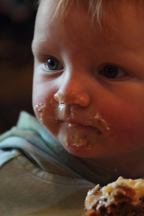Lituya feasted on carrot cake for her first birthday.