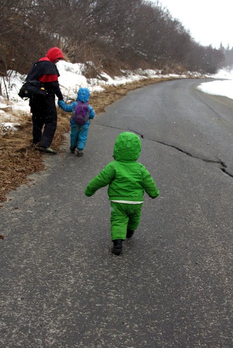 After a nap and a hearty snack, Lituya is ready to walk to Ninilchik. 
