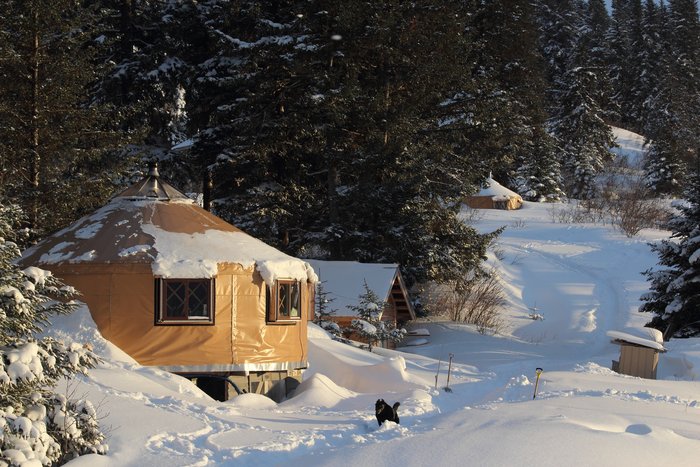 In early March, the snow is over 5 feet deep across the compound, nearly burying the 'grandma yurt'