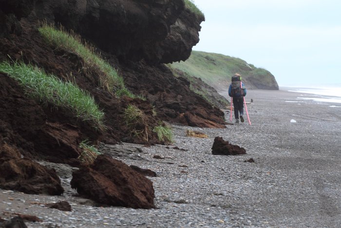 These photos depict signs of permafrost melting and coastal erosion.