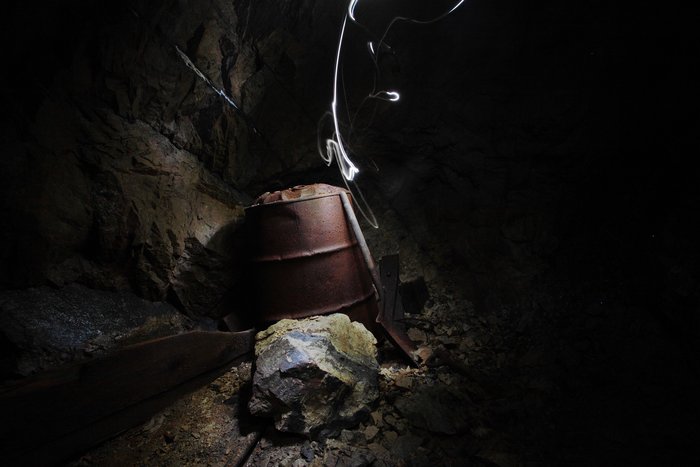 Perhaps this specimen of Alaska's State Flower was brought deep into the <a href="http://www.groundtruthtrekking.org/Issues/MetalsMining/QueenChrome.html">Red Mountain Chrome Mine</a> by miners who believed it brought them luck?