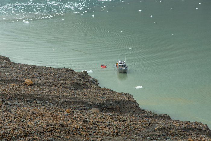 The Mv Seawolf shuttles researchers and equipment to the head of Taan Fjord. 