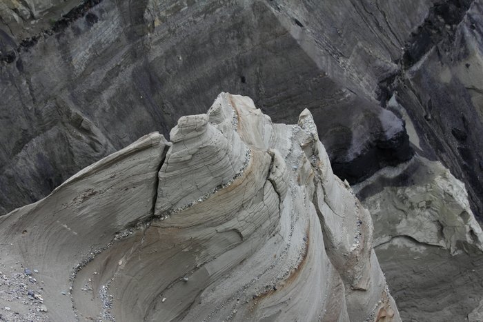 Photos showing natural coal outcrops and rocks near the Usibelli Coal Mines.