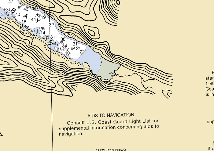 NOAA chart showing the head of Tutka Bay