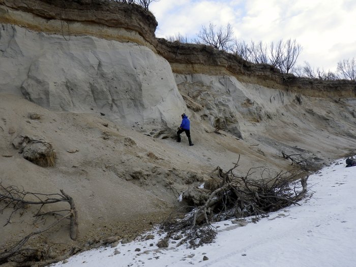 Caleb inspects evidence of past seismic activity on the northwest end of Lake Iliamna