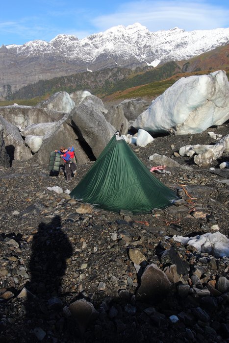 We chose this campsite because the huge stranded icebergs provided some limited protection should the wind come up suddenly.