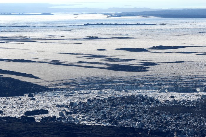 This lake is chewing a big bite out of the edge of Malaspina Glacier.  Each year it moves out further and drops down lower as ice melts faster than it's replaced.