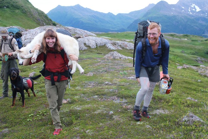 Snowflake wasn't quite up for the mountain climbing, so ended up getting carried instead.