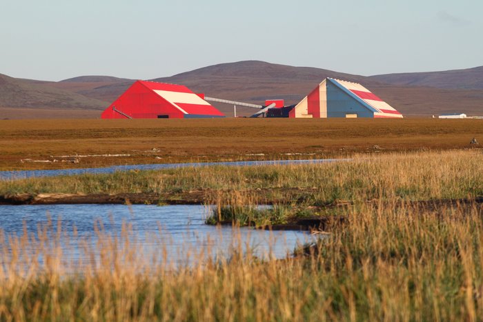 Red Dog port uses these gigantic warehouses to store ore through the long winter, when shipping isn't possible.