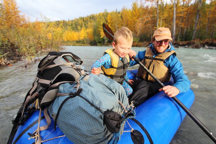 This river was overall a bit much for rafting with kids, but we found a smooth spot to cross.