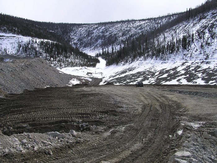 The "dry stack" tailings facility at Pogo Mine, Alaska